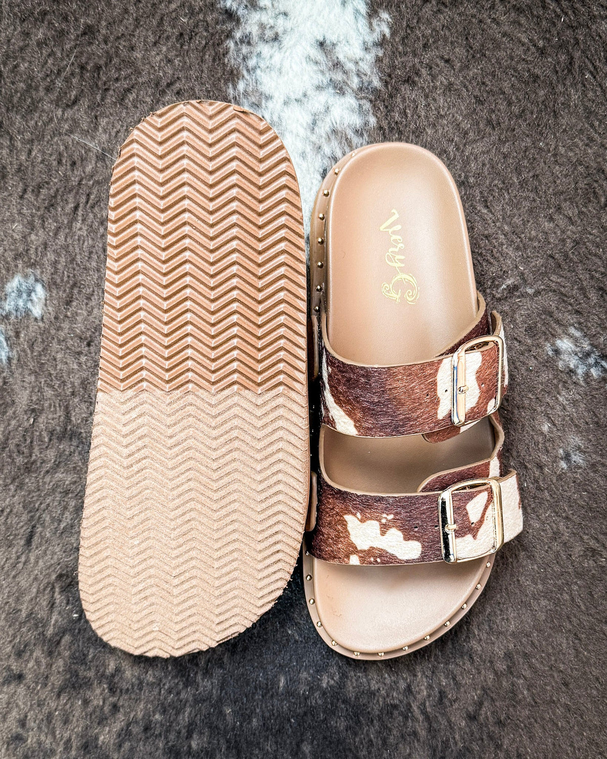 Alma Sandal in Brown Cow by Very G