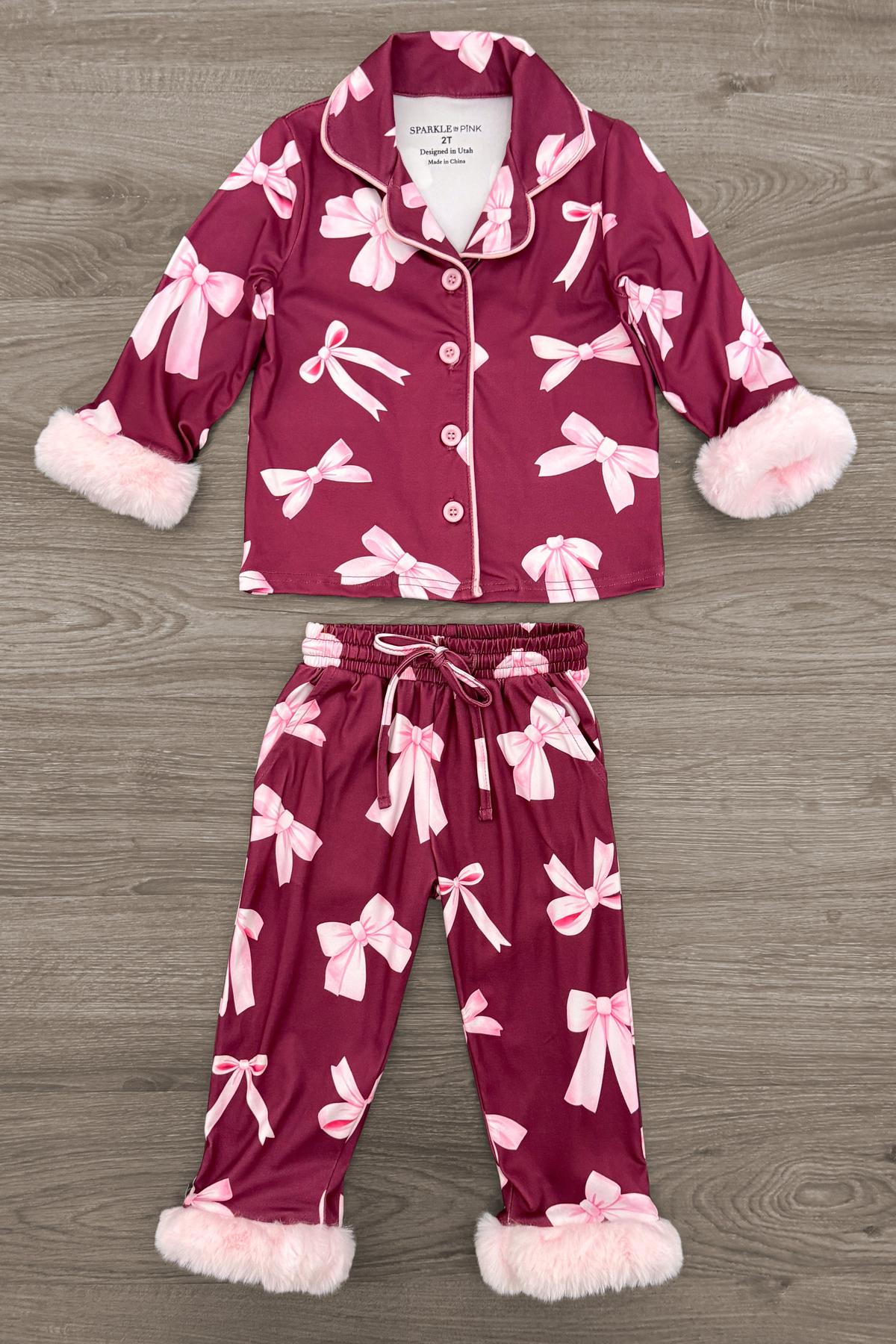 Mom & Me - Fuzzy Pink Bow Pajamas