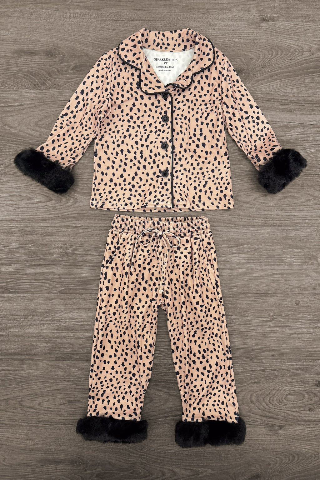 Mom & Me - Fuzzy Cheetah Waffle Knit Pajamas