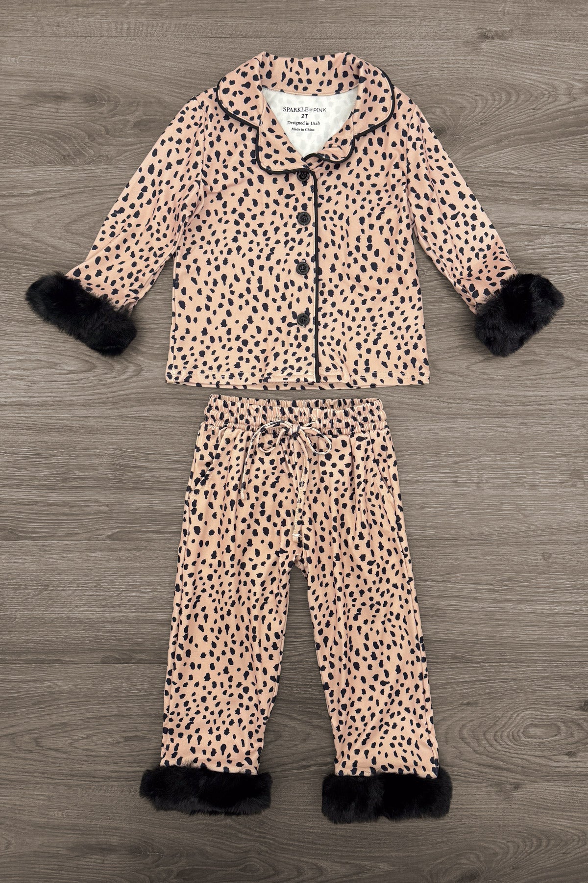 Mom & Me - Fuzzy Cheetah Waffle Knit Pajamas