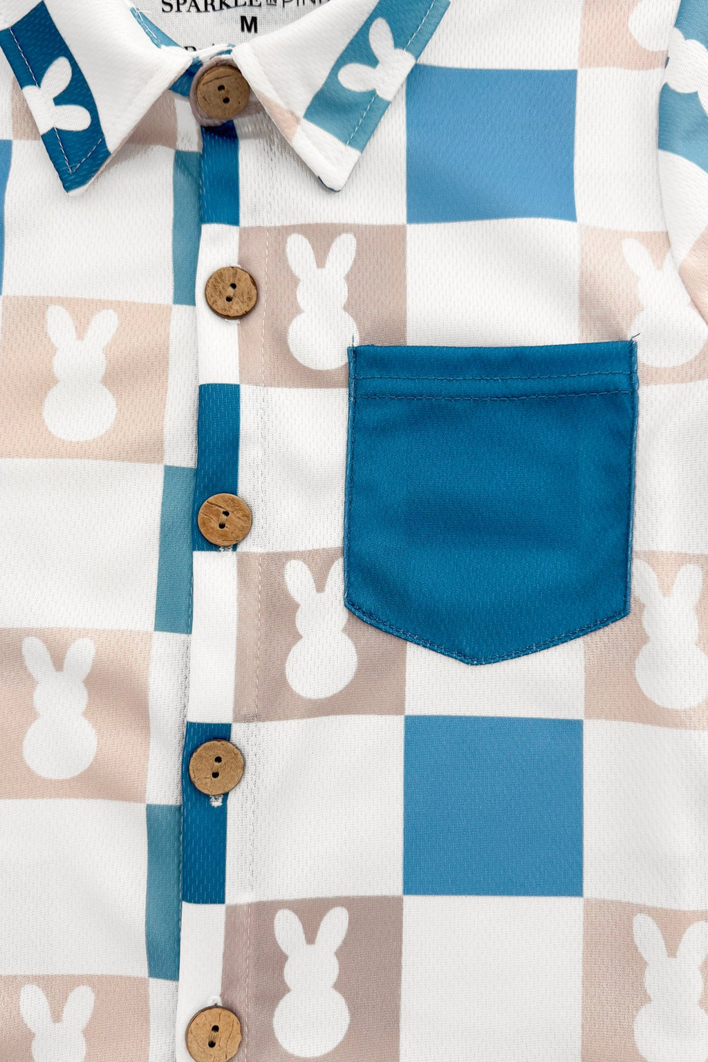 Blue Checkered Bunny Button Down