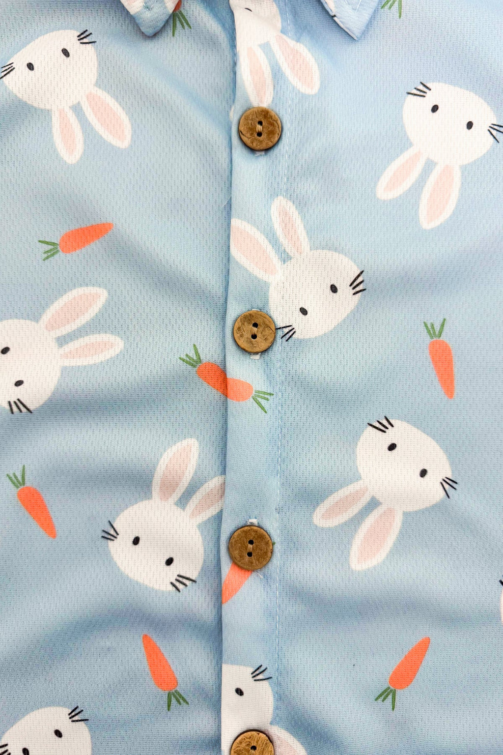 Light Blue Bunny & Carrot Button Down