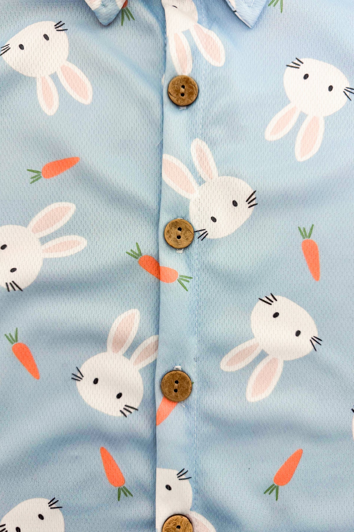 Light Blue Bunny & Carrot Button Down