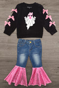 Bubblegum Ghost Denim Bell Bottom Set