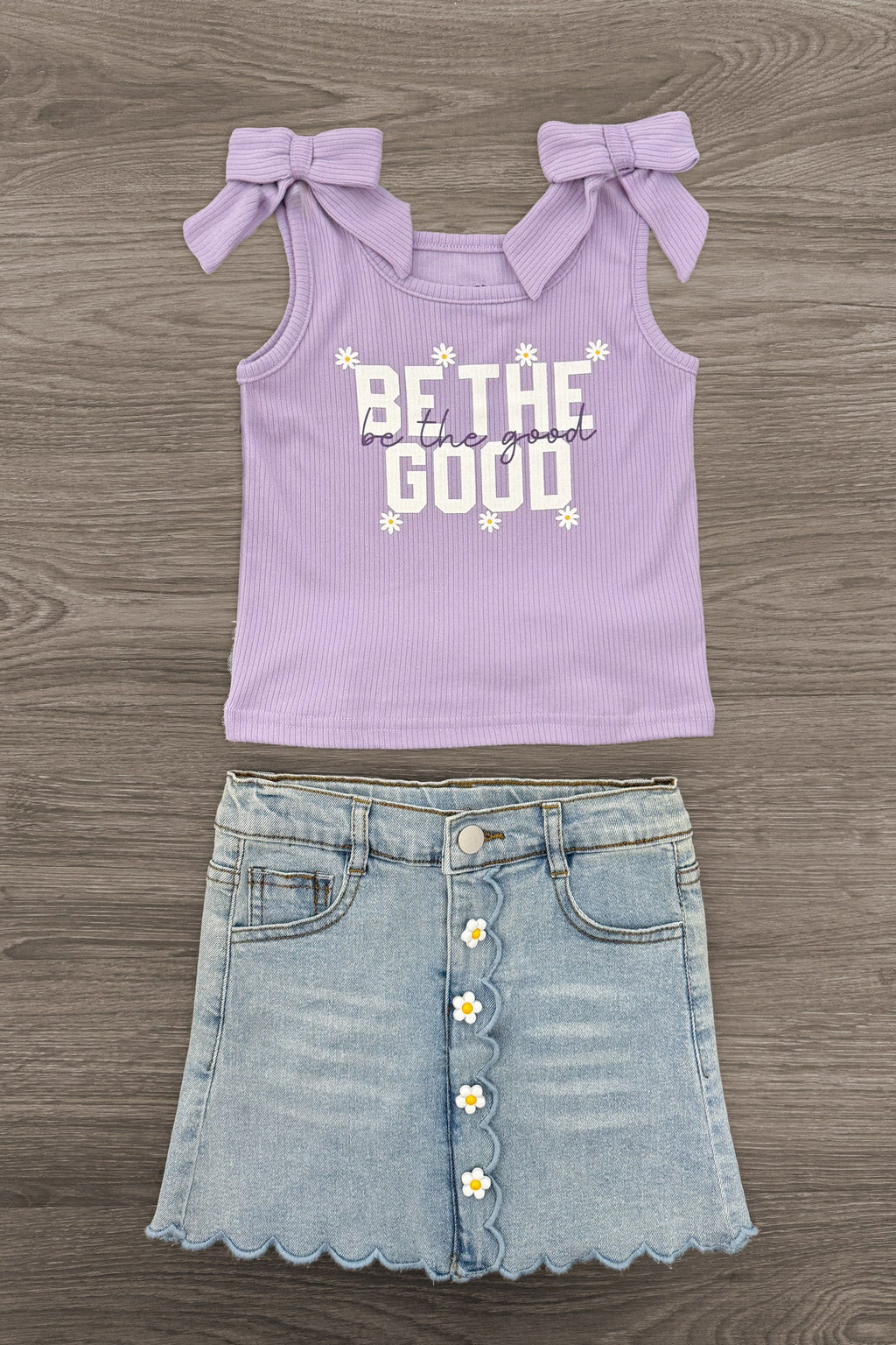 "Be The Good" Daisy Denim Skirt Set