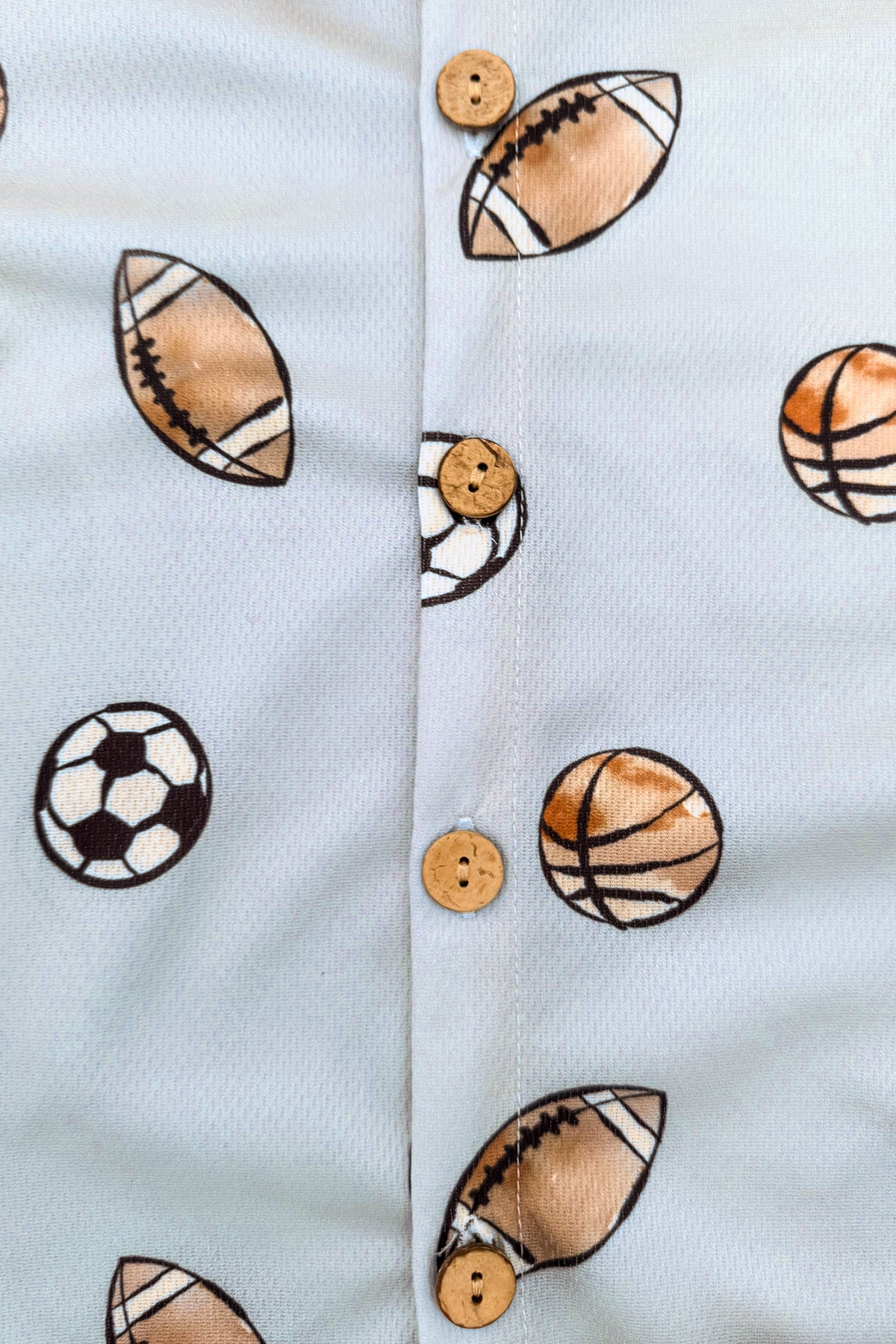 Light Blue Sports Ball Button Down Top