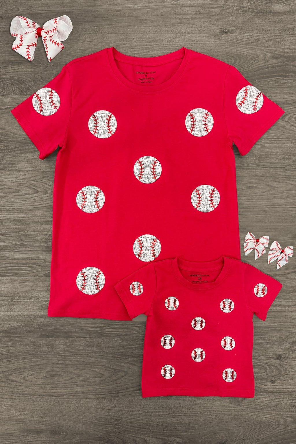 Mom & Me - Red Sequin Baseball Top