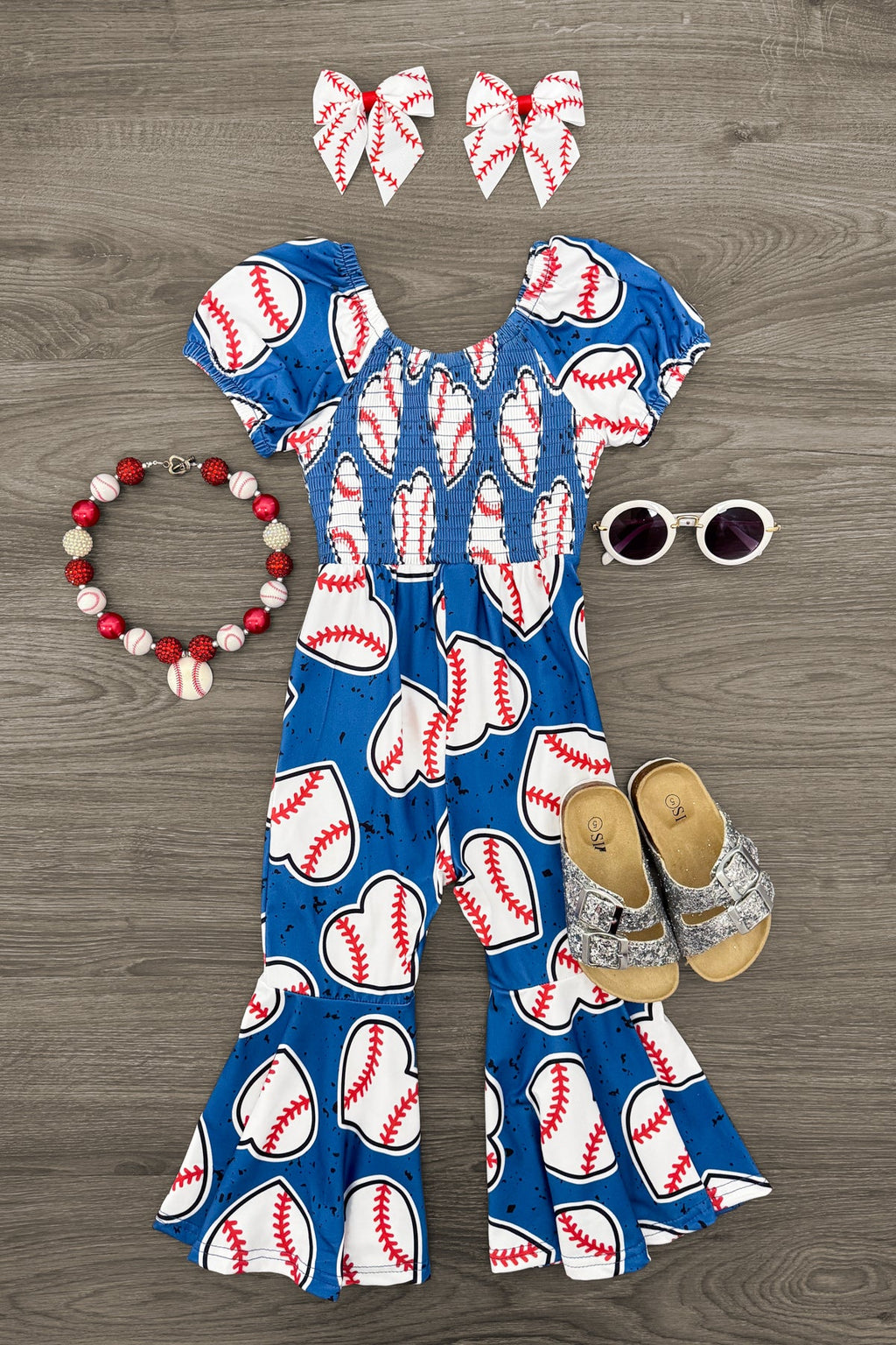 Blue Baseball Heart Jumpsuit