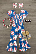 Blue Baseball Heart Jumpsuit