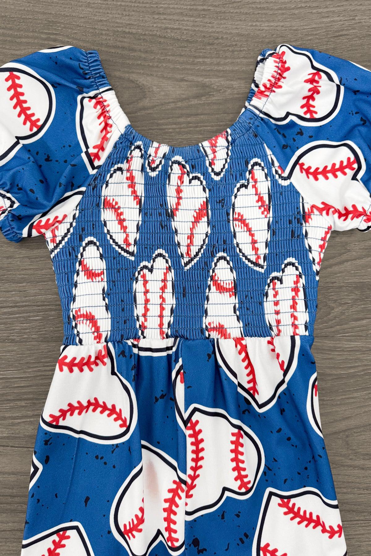 Blue Baseball Heart Jumpsuit