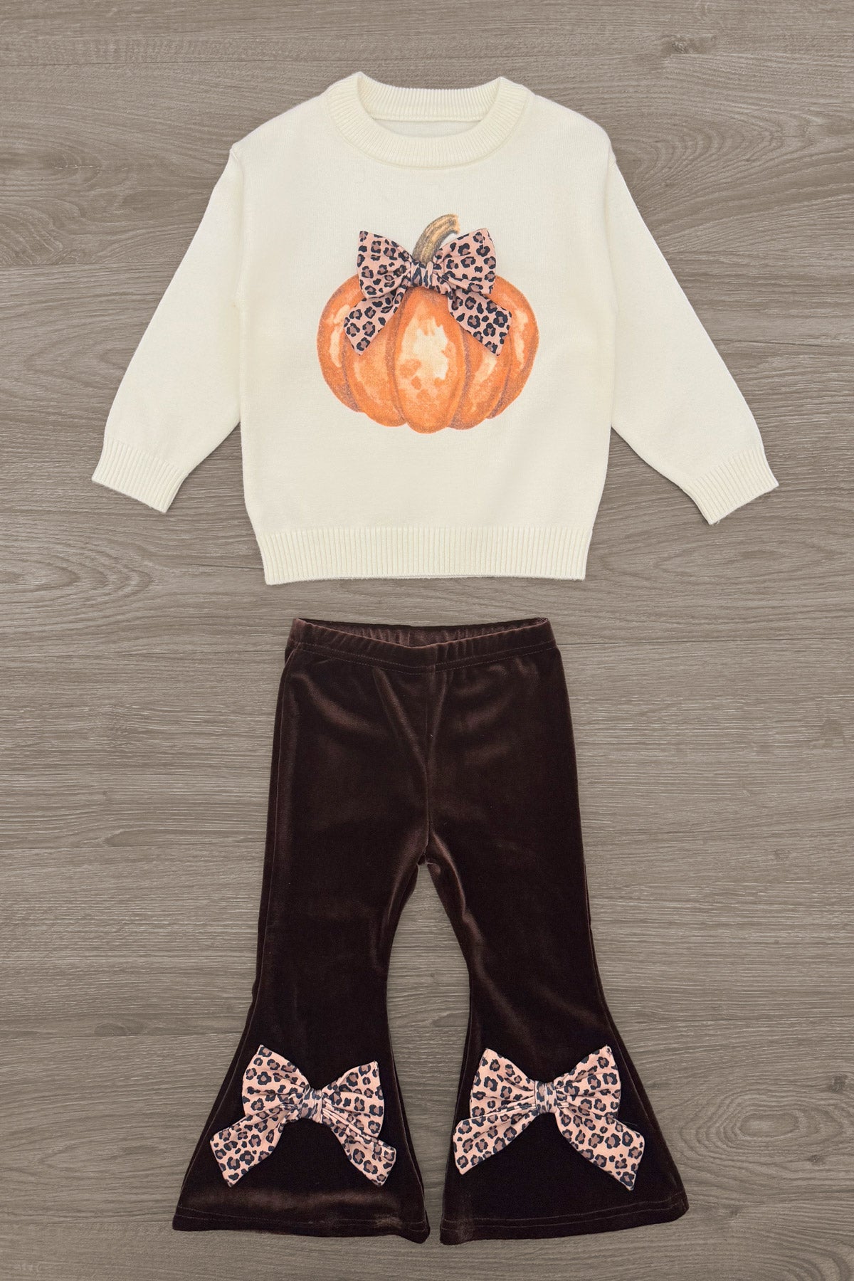 Cheetah Pumpkin Velvet Flare Set