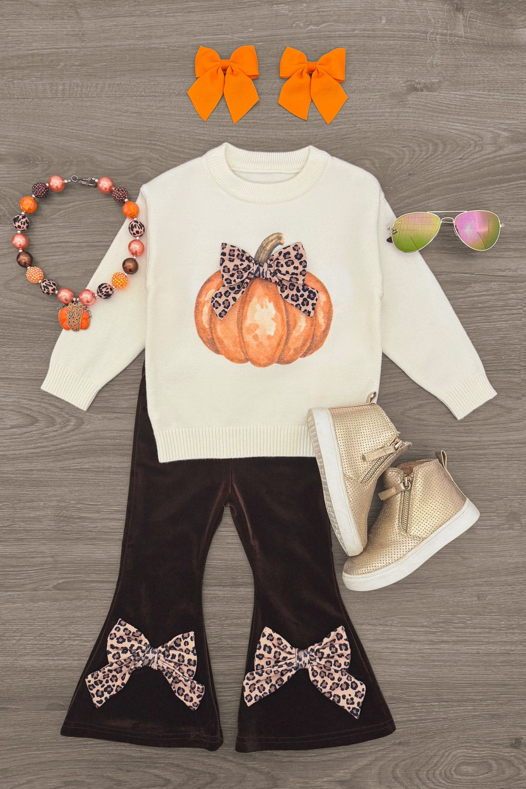 Cheetah Pumpkin Velvet Flare Set