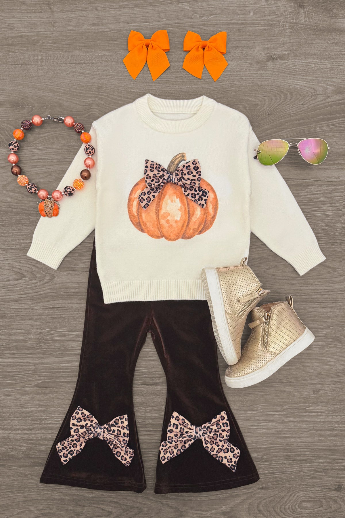 Cheetah Pumpkin Velvet Flare Set