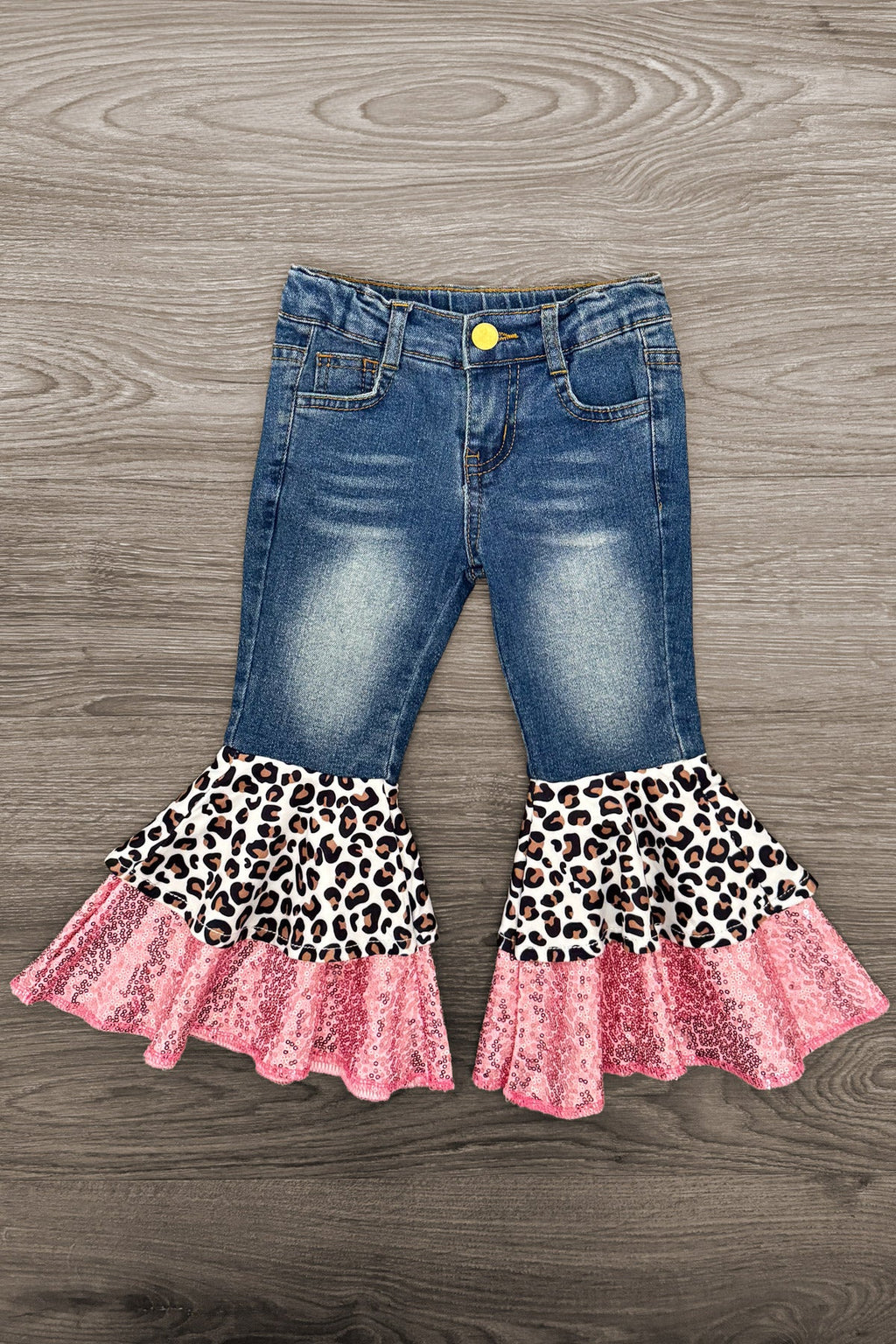"Be Kind" Cheetah Denim Bell Bottom Set