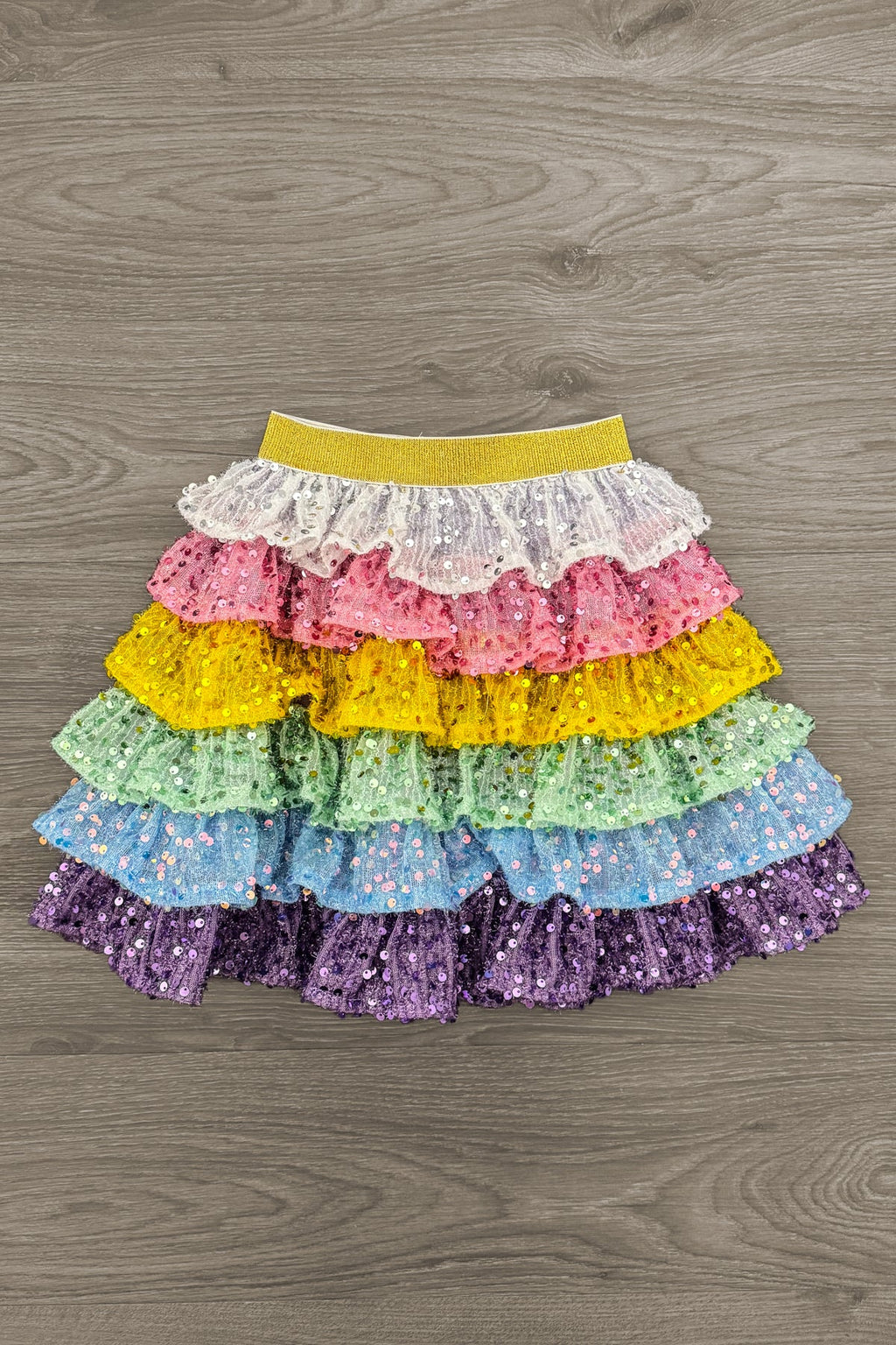 "Bday Girl" Rainbow Ruffle Sequin Skirt Set