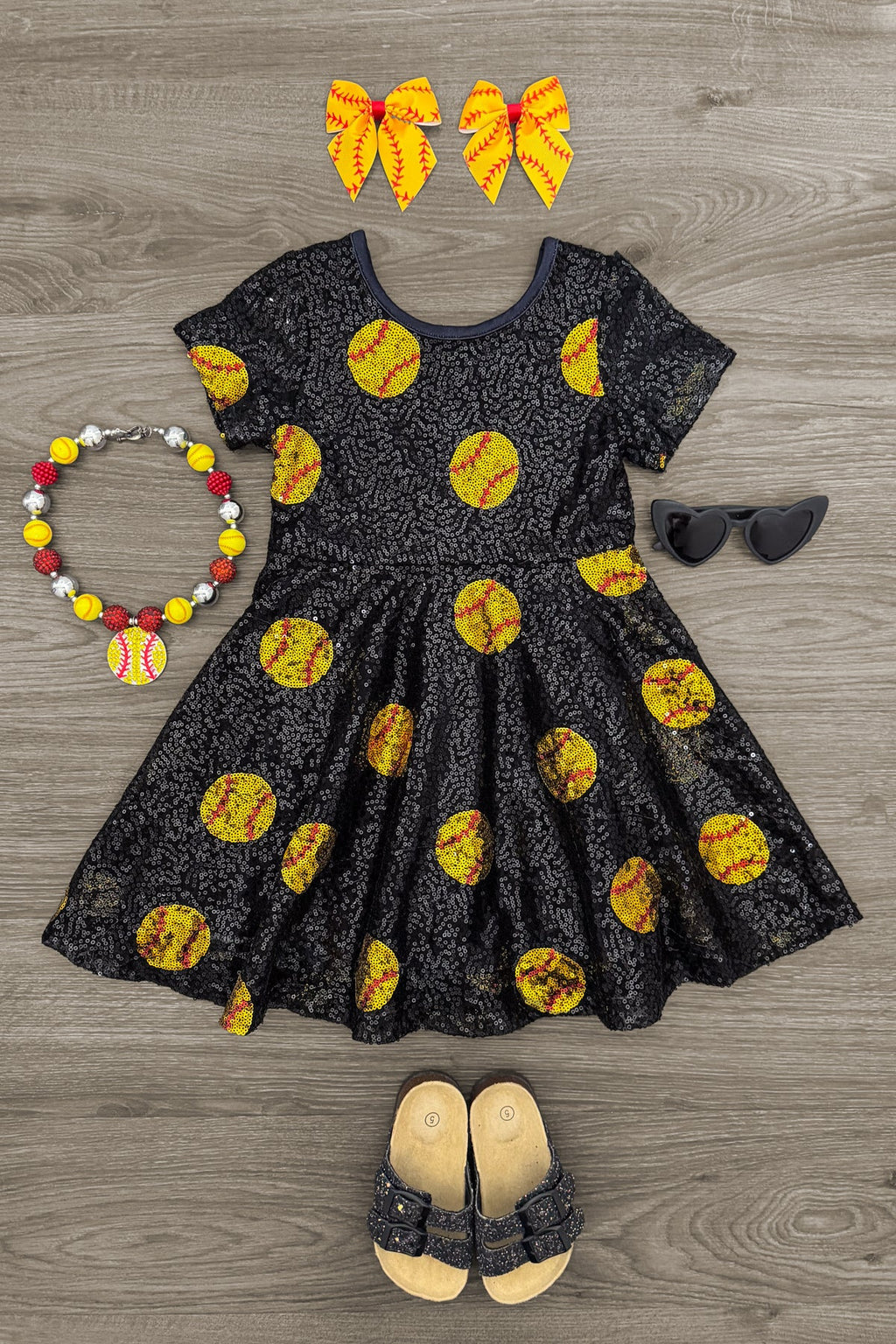 Black Sequin Softball Dress