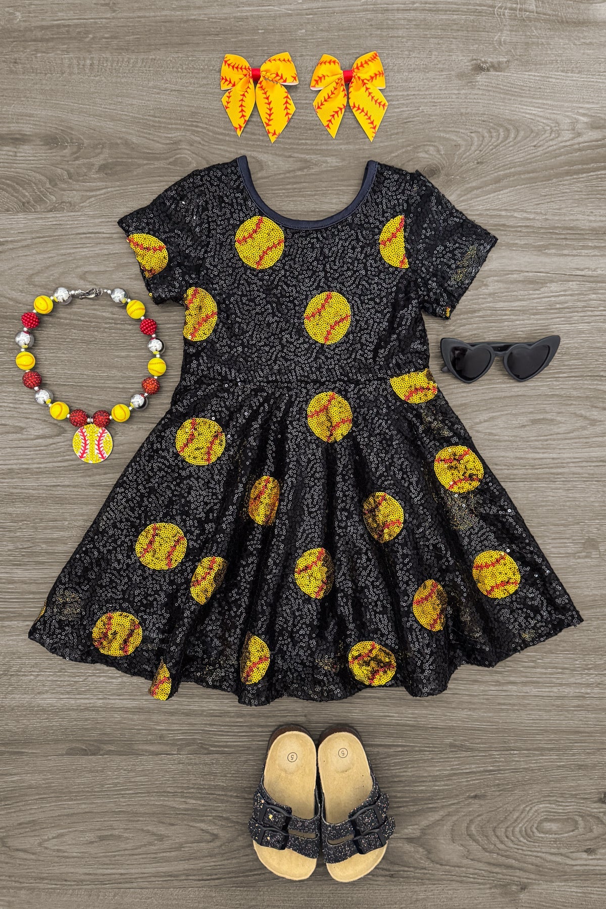 Black Sequin Softball Dress