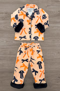 Mom & Me - Fuzzy Orange & Black Bow Pajamas
