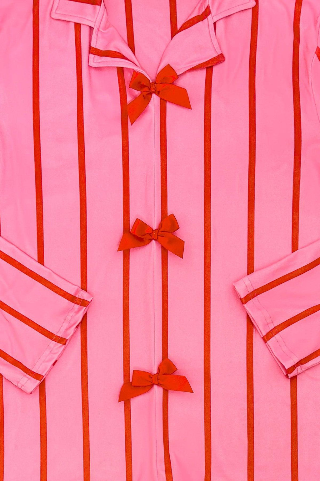 Mom & Me - Pink & Red Stripe Bow Pajamas