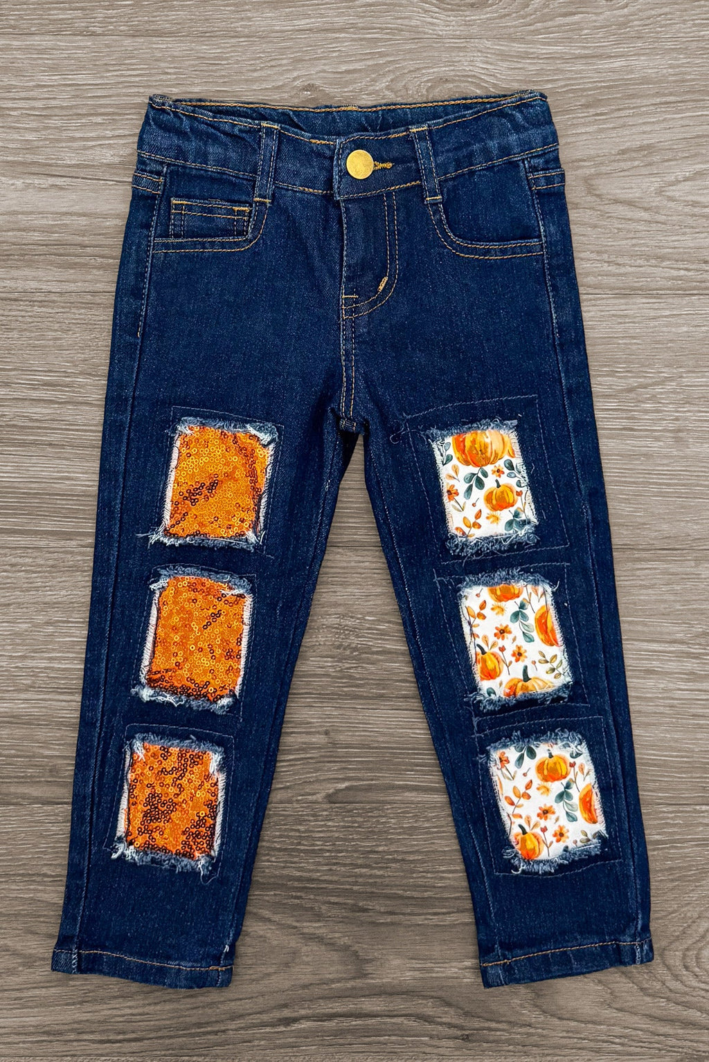 "Fall" Pumpkin Denim Pant Set
