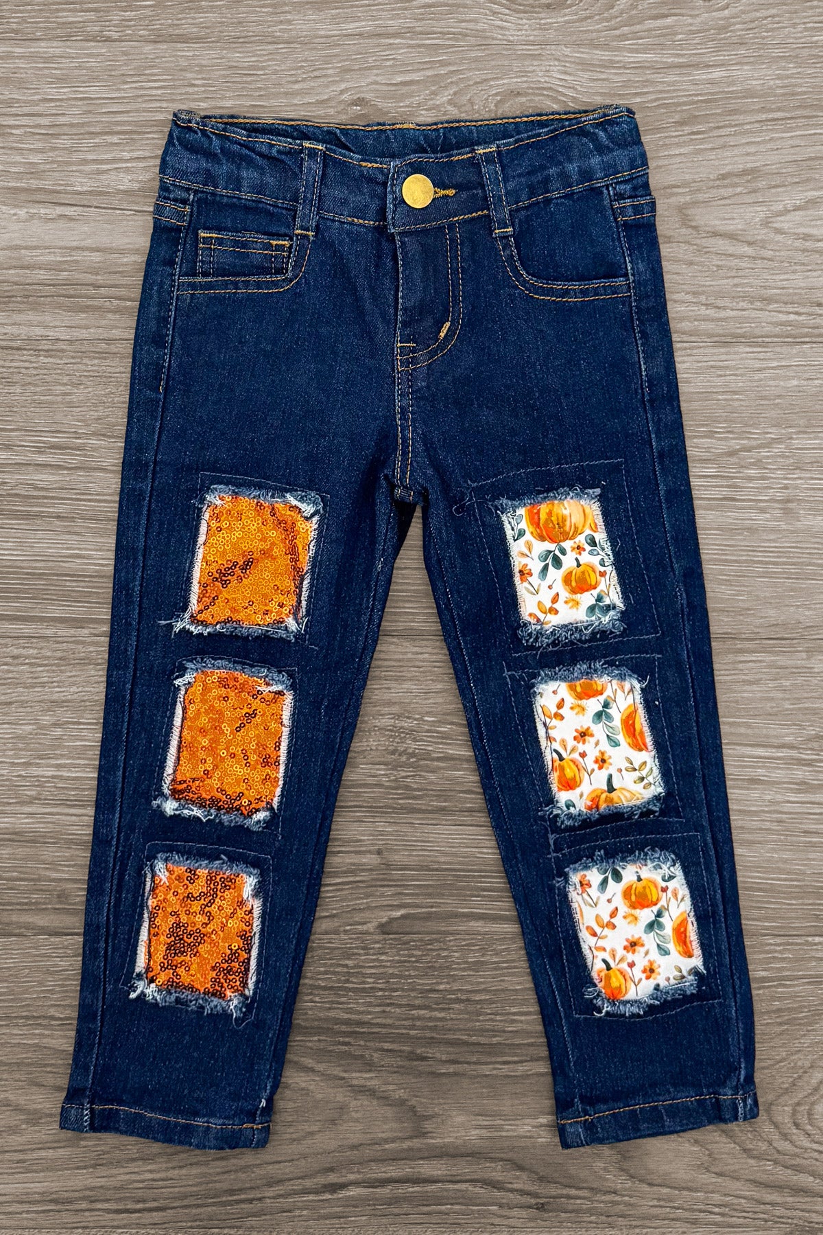 "Fall" Pumpkin Denim Pant Set