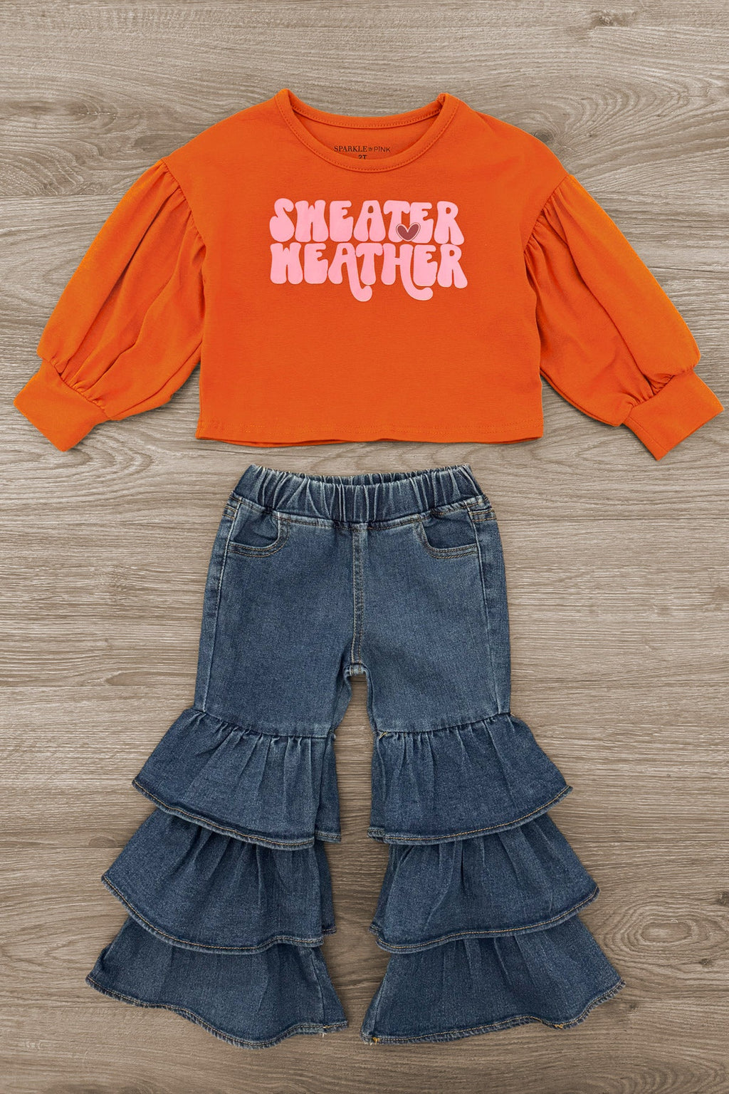 "Sweater Weather" Denim Bell Bottom Set