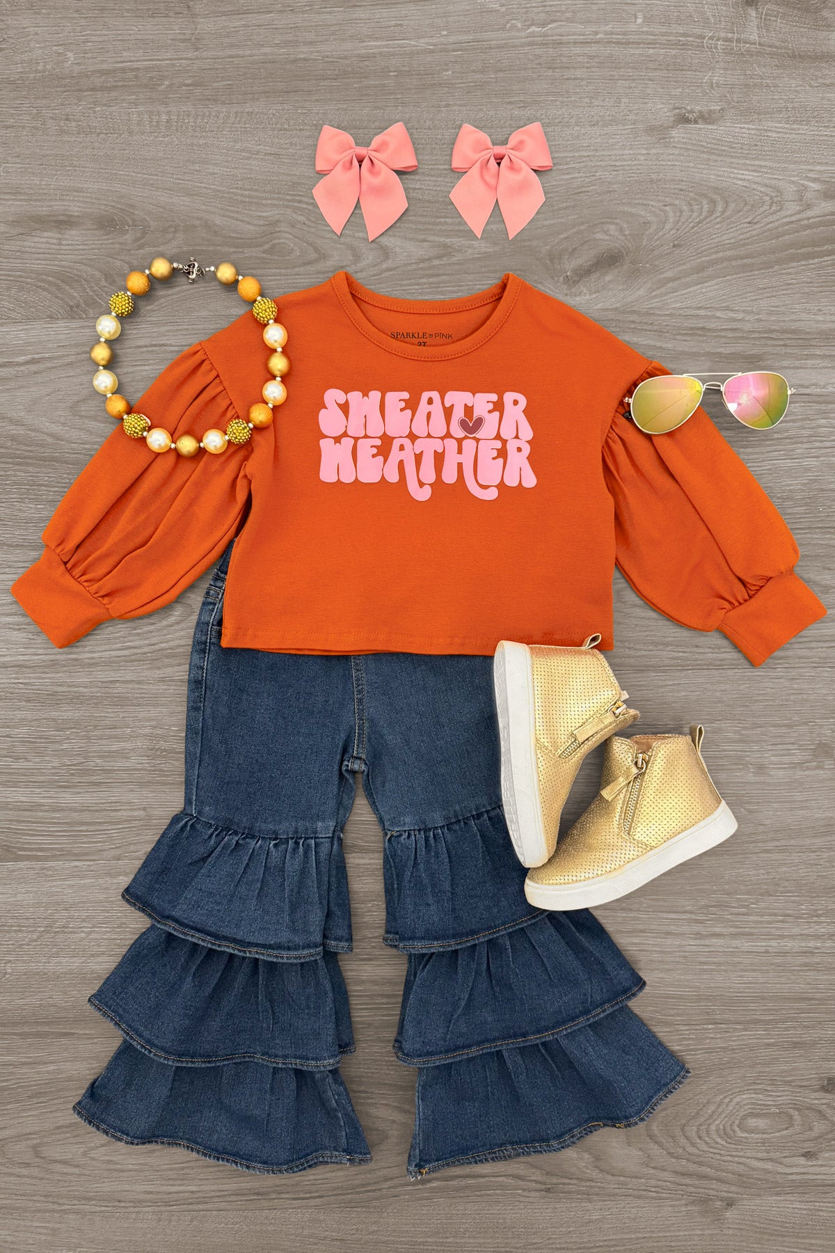 "Sweater Weather" Denim Bell Bottom Set