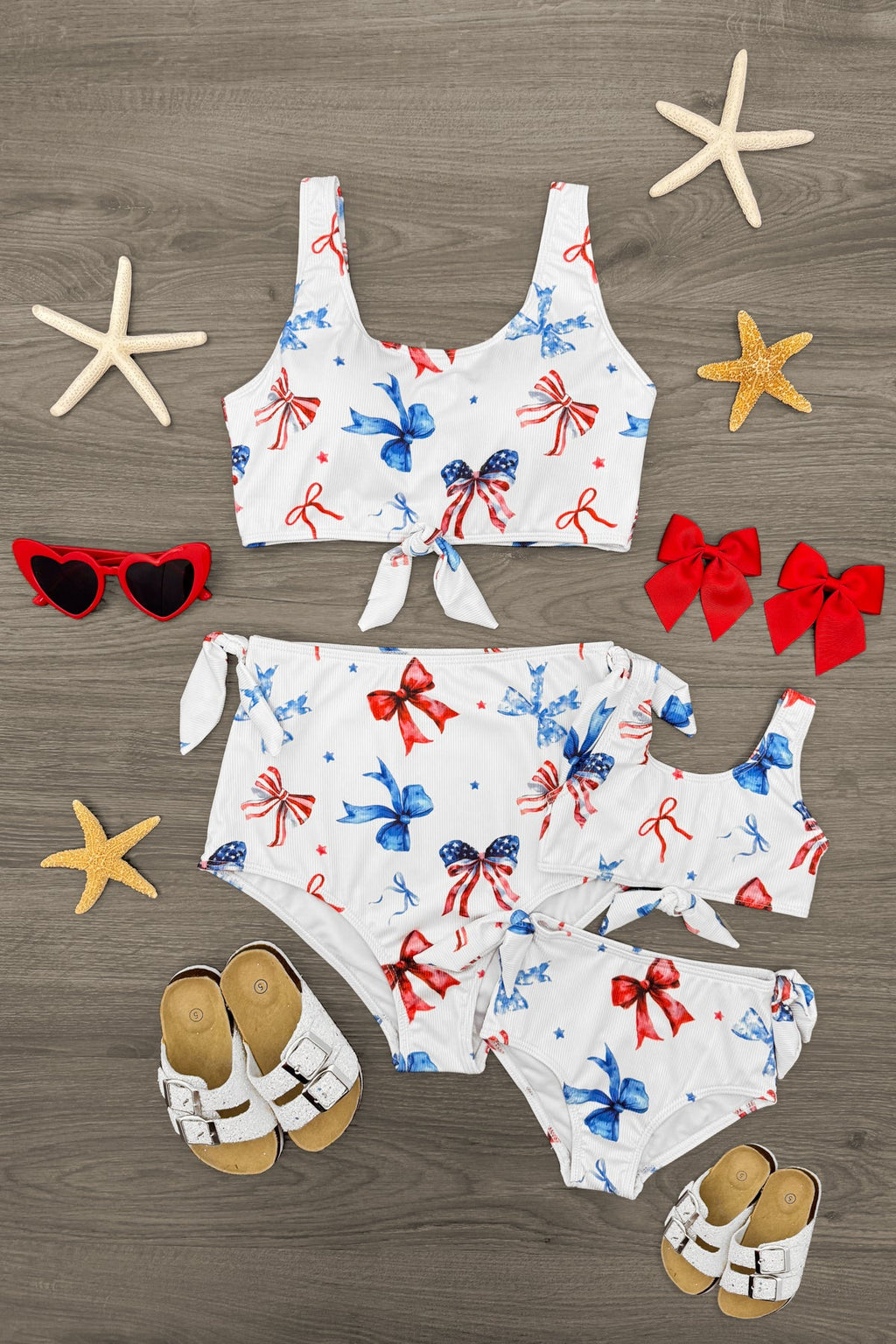 Mom & Me - Red White & Blue Bow Bikini