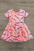 Mom & Me - Pink Glitter Crayon Dress