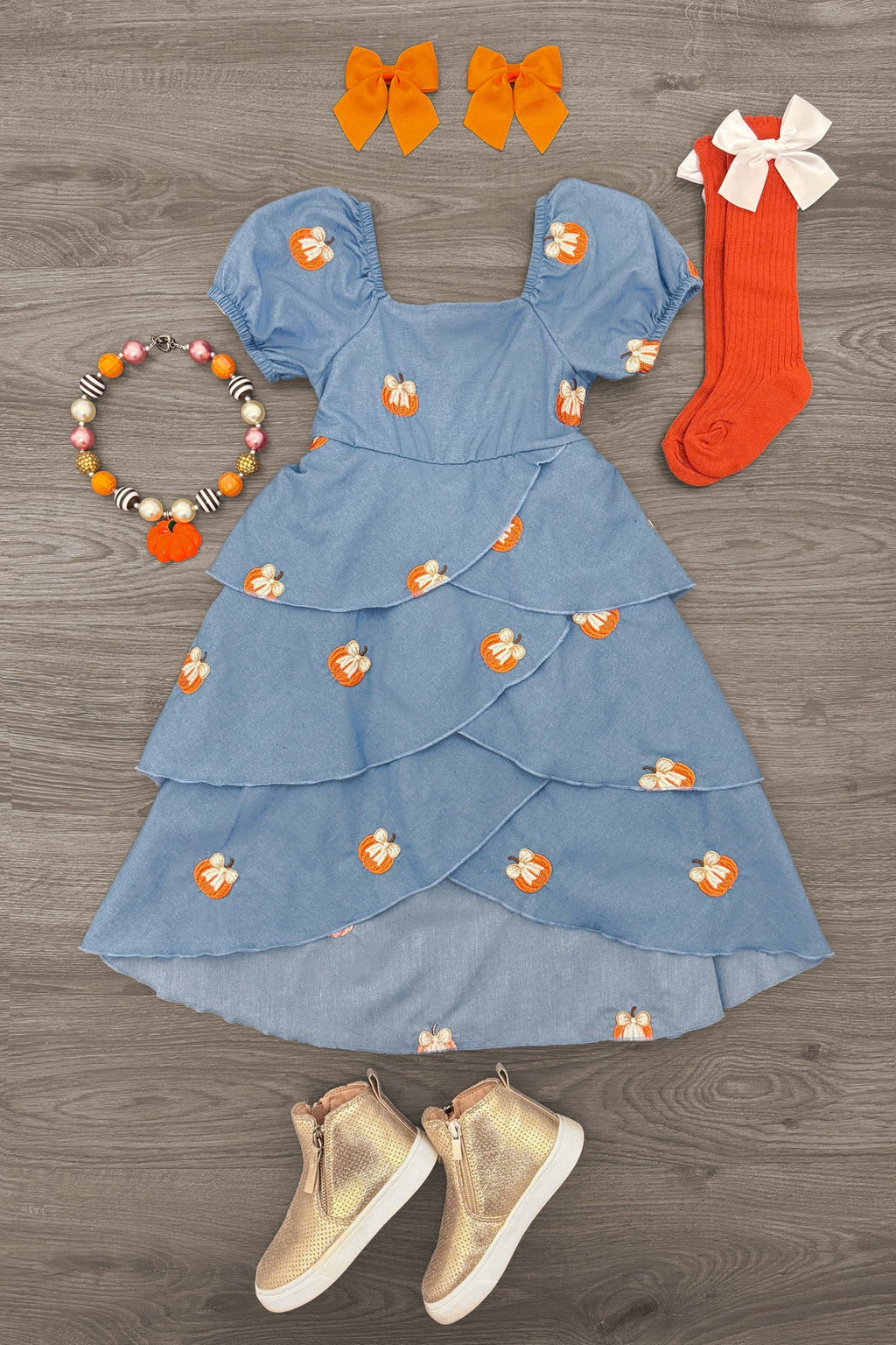 Chambray Pumpkin Maxi Dress