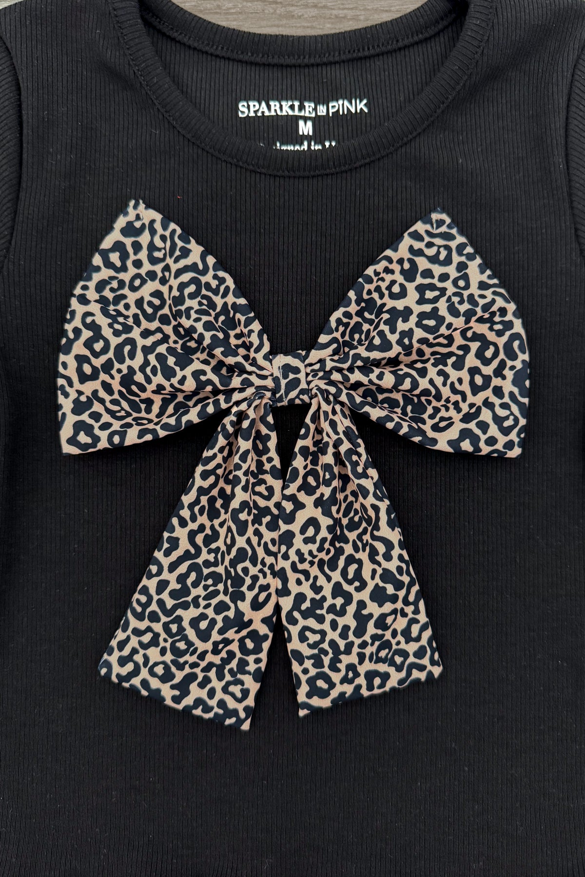 Black Cheetah Print Ruffle Skirt Set