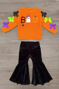 "Boo" Velvet Bell Bottom Set