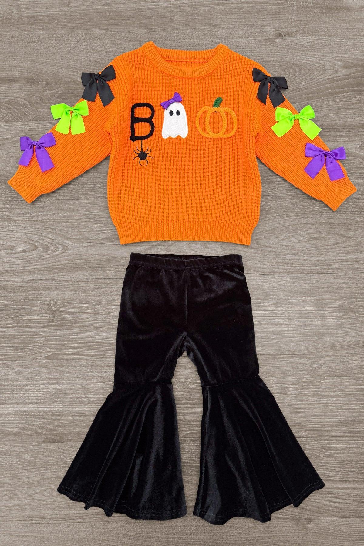 "Boo" Velvet Bell Bottom Set
