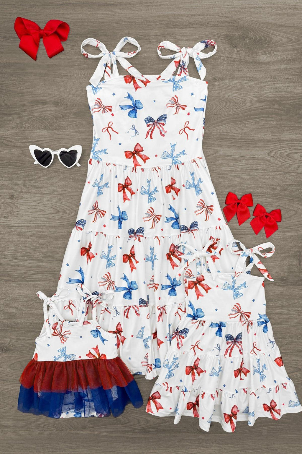 Mom & Me - Red White & Blue Bow Dress