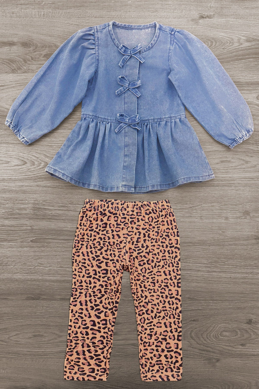 Faux Denim Cheetah Legging Set