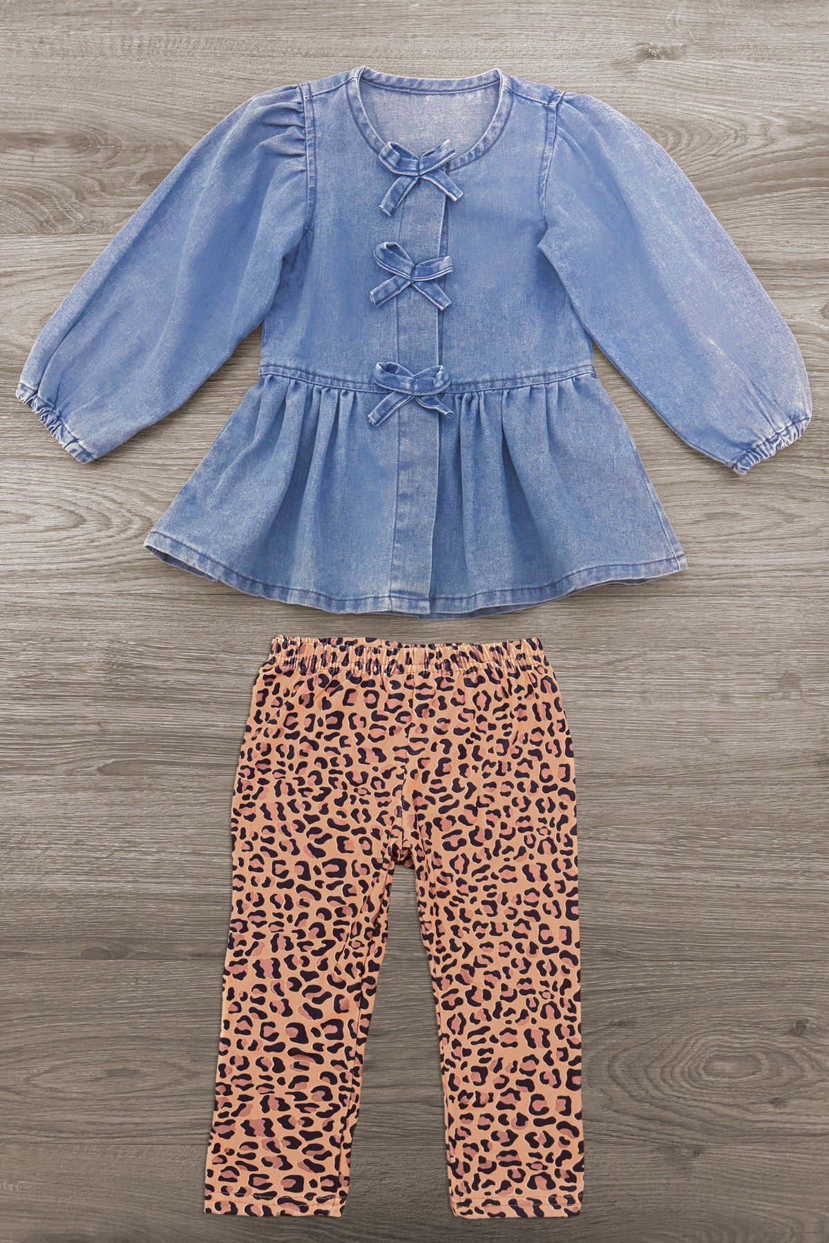 Faux Denim Cheetah Legging Set