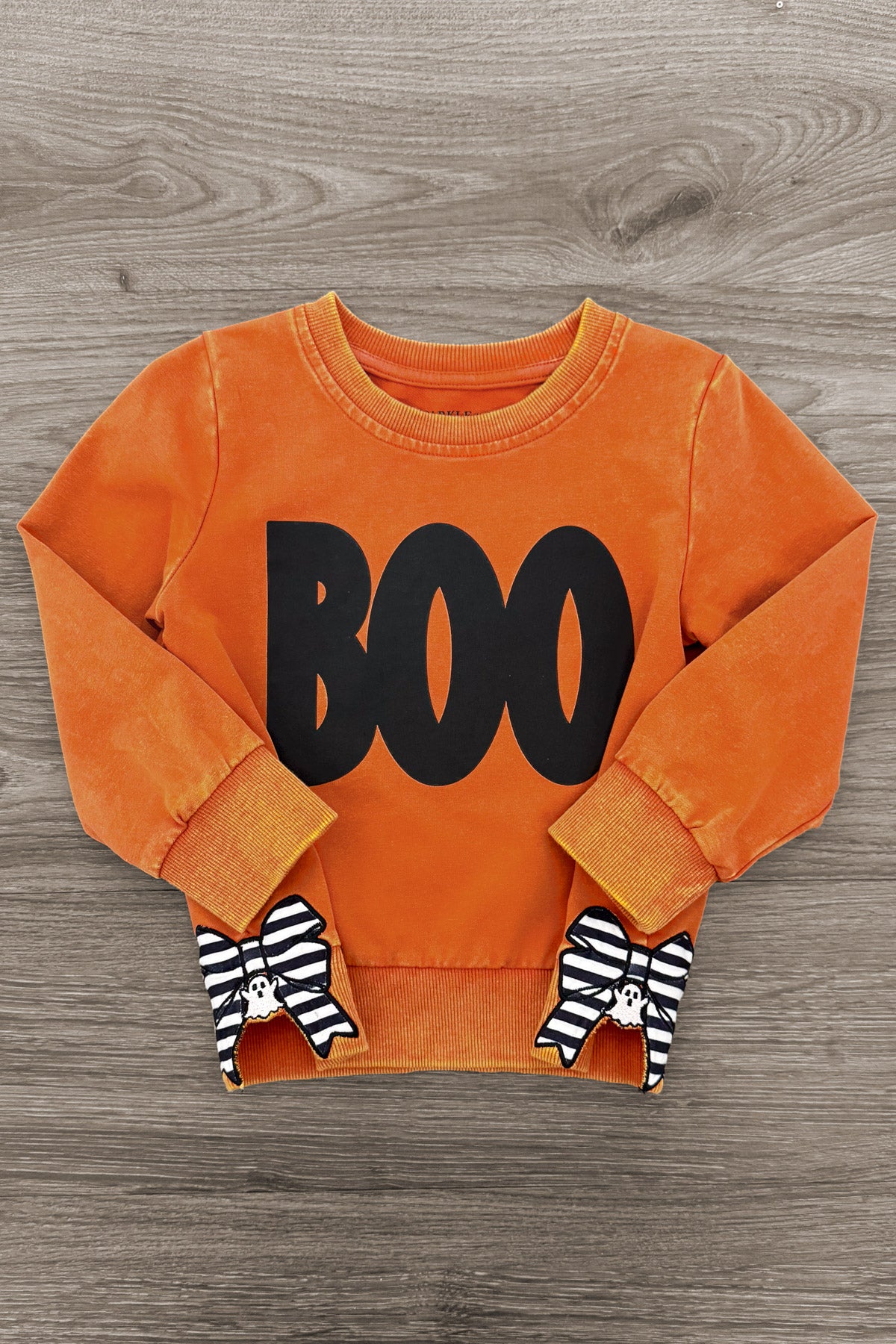 Mom & Me - "Boo" Rust Acid Wash Long Sleeve Top