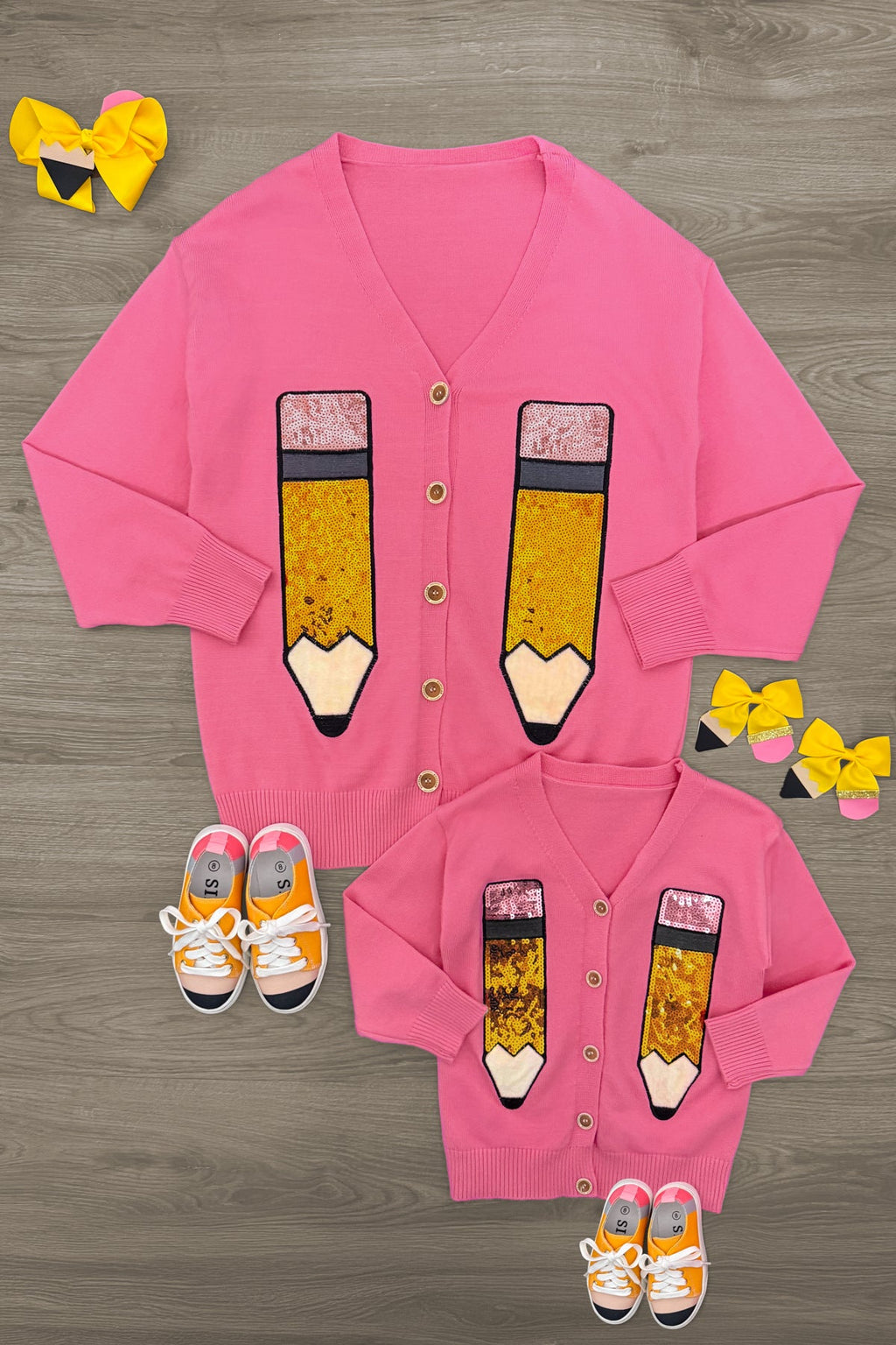 Mom & Me - Hot Pink Sequin Pencil Cardigan