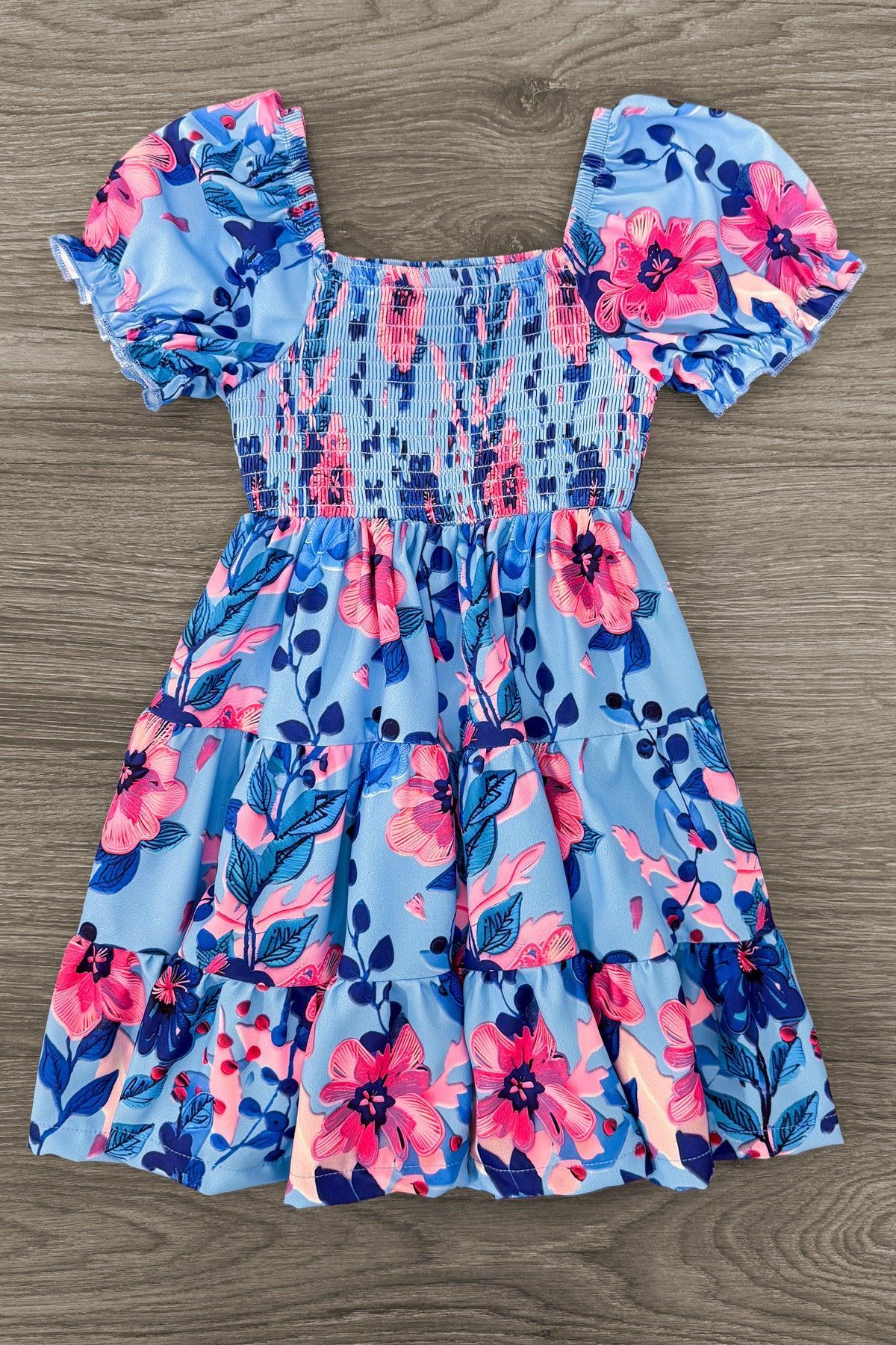 Mom & Me - Blue & Pink Floral Dress