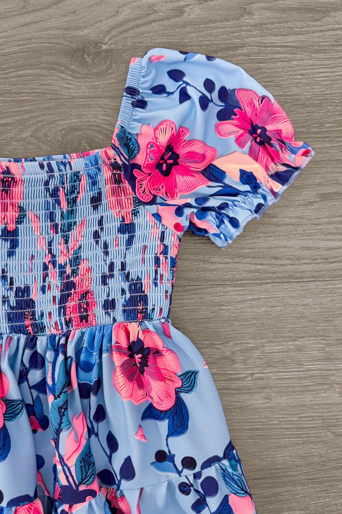 Mom & Me - Blue & Pink Floral Dress