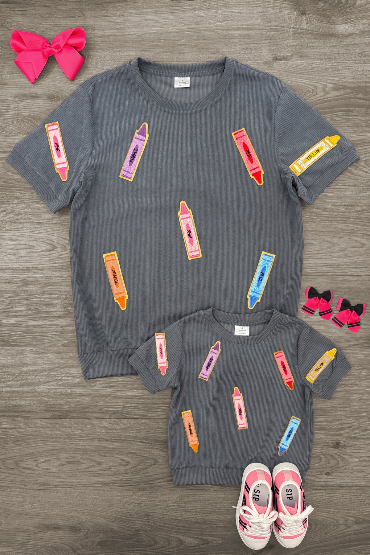 Mom & Me - Gray Corduroy Crayon Top