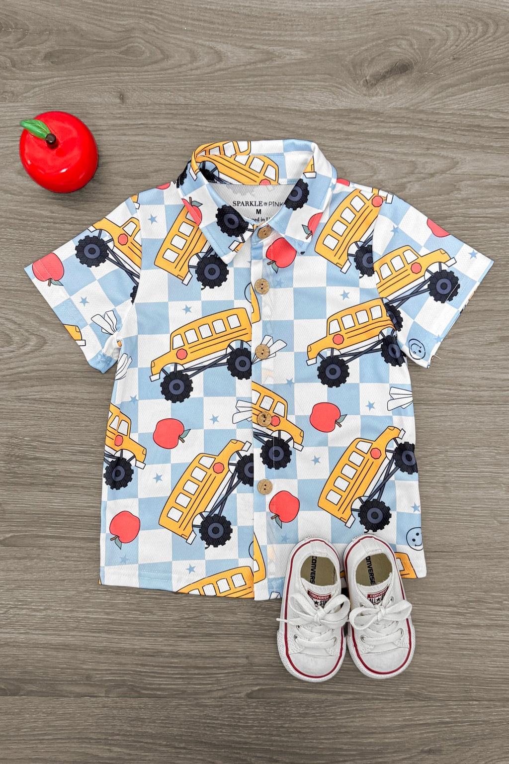 Blue Checkered School Button Down Top