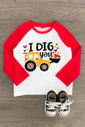 "I Dig You" Red & White Top