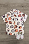Pastel Smiley Face Button Down Top