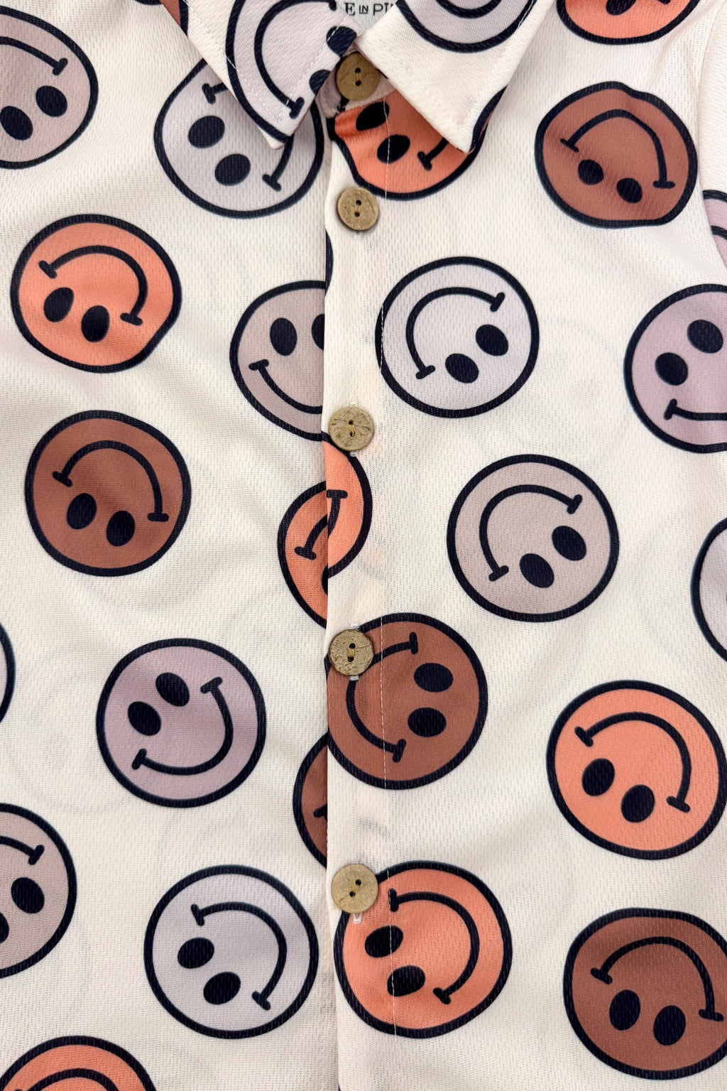 Pastel Smiley Face Button Down Top
