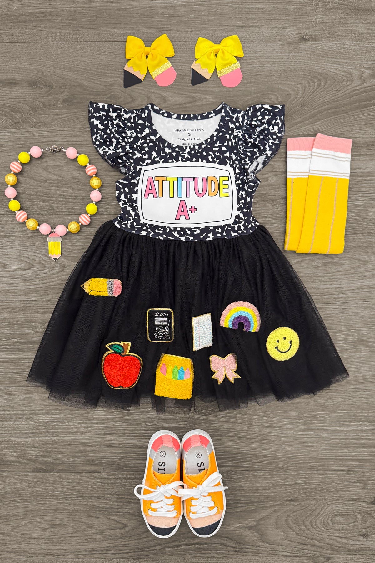 "Attitude A+" Chenille Patch Tutu Dress