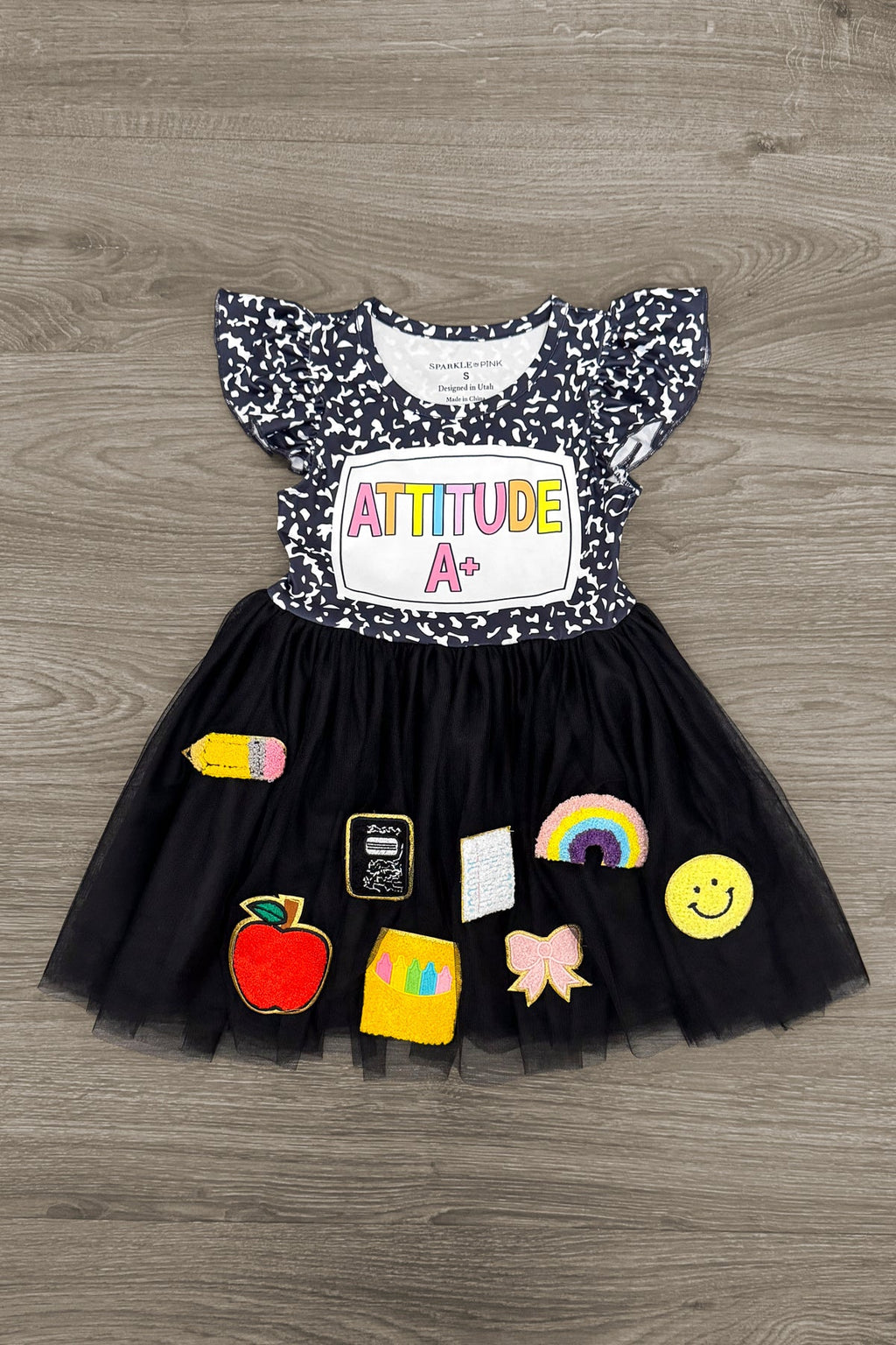 "Attitude A+" Chenille Patch Tutu Dress
