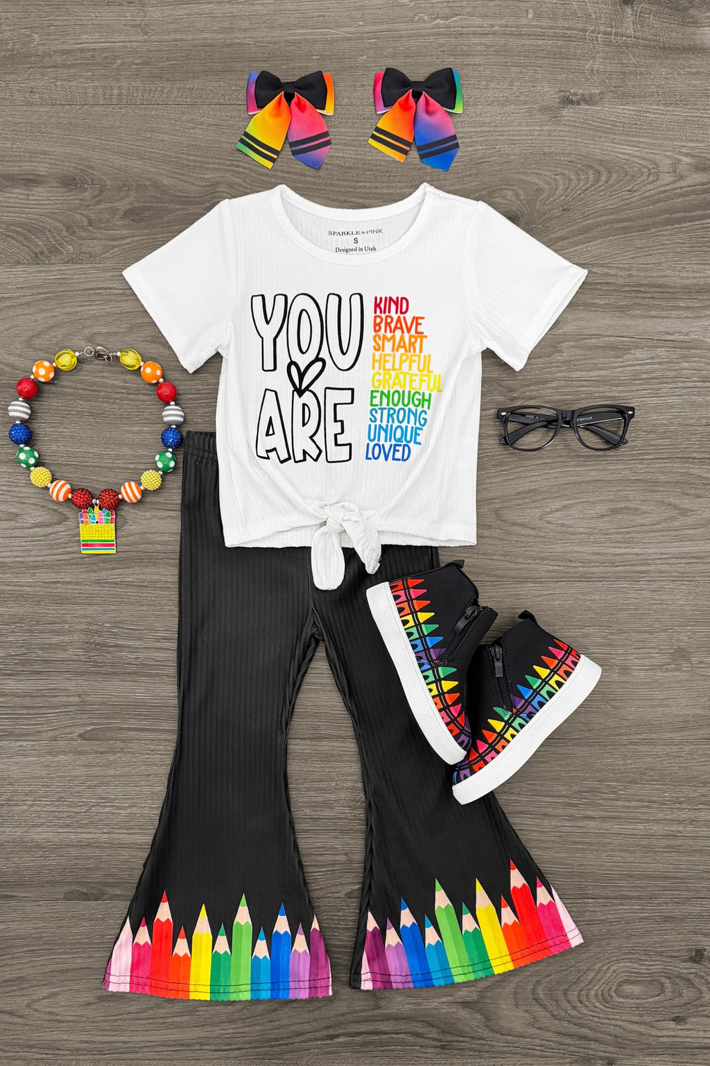 "You Are..." Rainbow Pencil Bell Bottom Set
