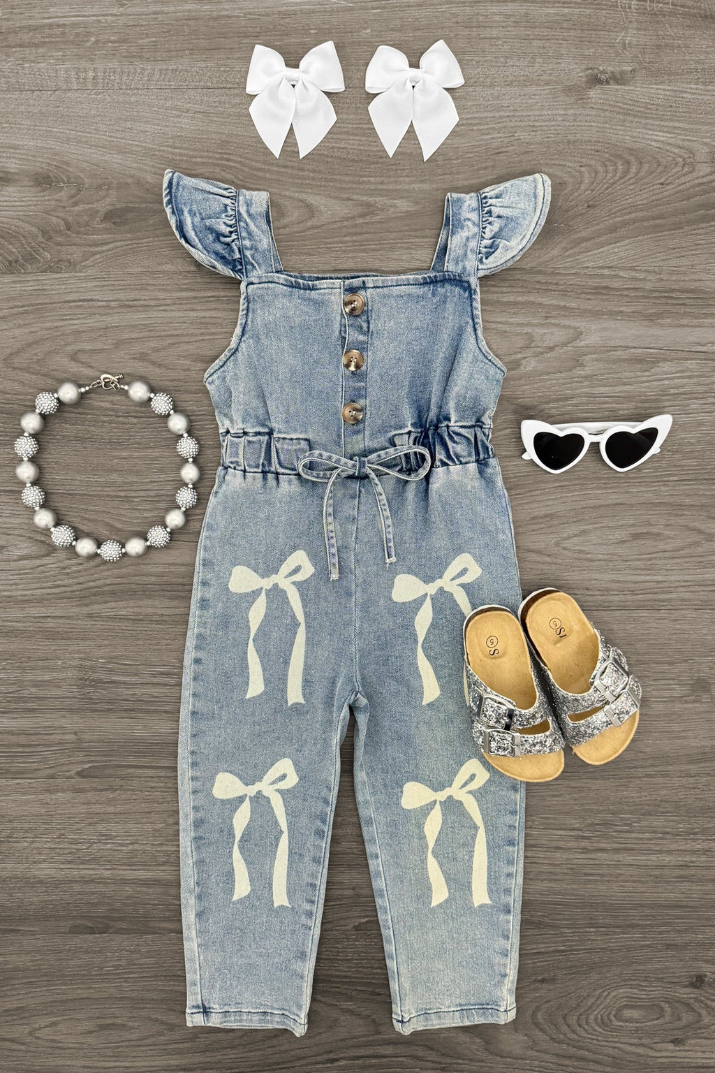 Bow Denim Jumpsuit