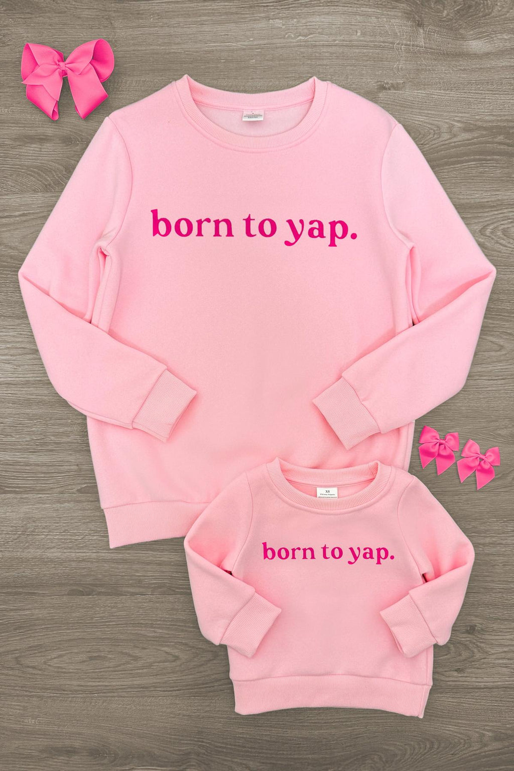 Mom & Me - "Born To Yap" Pink Long Sleeve Top